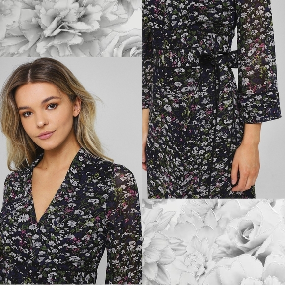 Ganni Floral Print Georgette Wrap Dress - Picture 2 of 12